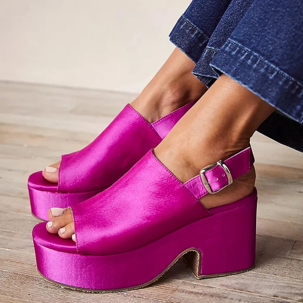 Free People Fuchsia Platform Sandals